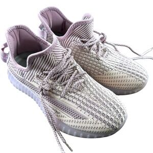 KM Knit Sneakers 7 Lavender Grey Striped Lace Up Lightweight Breathable